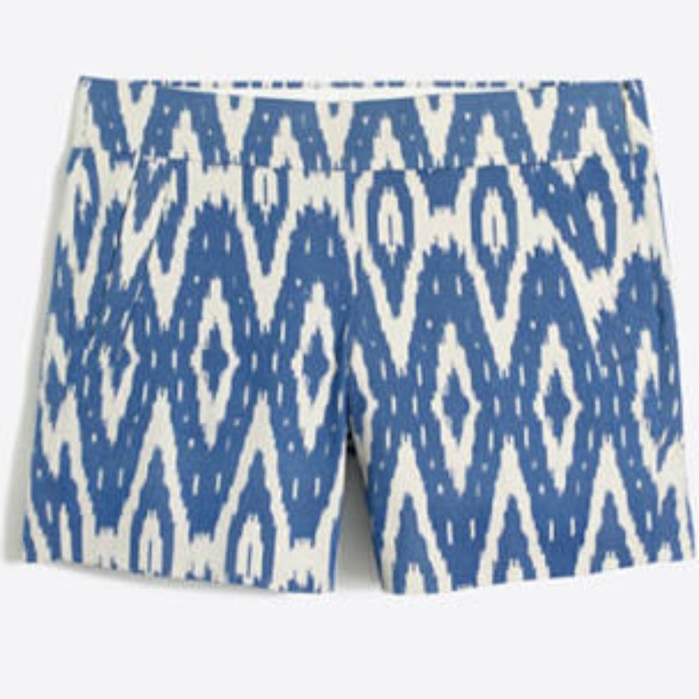 NWOT J. Crew Ikat Aztec Chino Shorts City Fit, 6